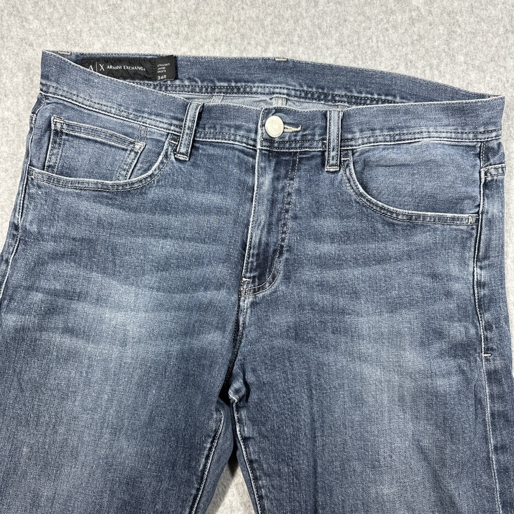 Armani Exchange AX Straight Leg Men's Jeans 34R(34x32) Medium Wash Fade Preppy